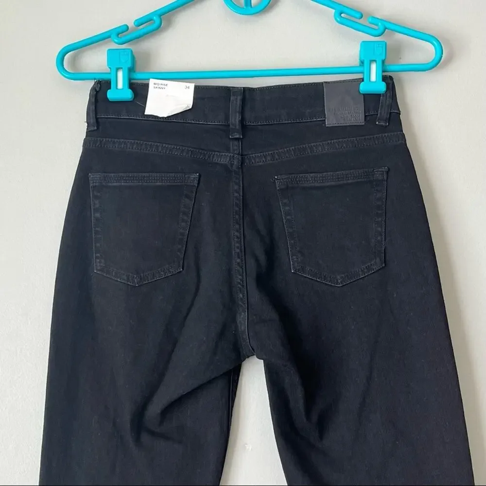 NEW! Zara Basic Denim Black Mid Rise Skinny Jean Size 2